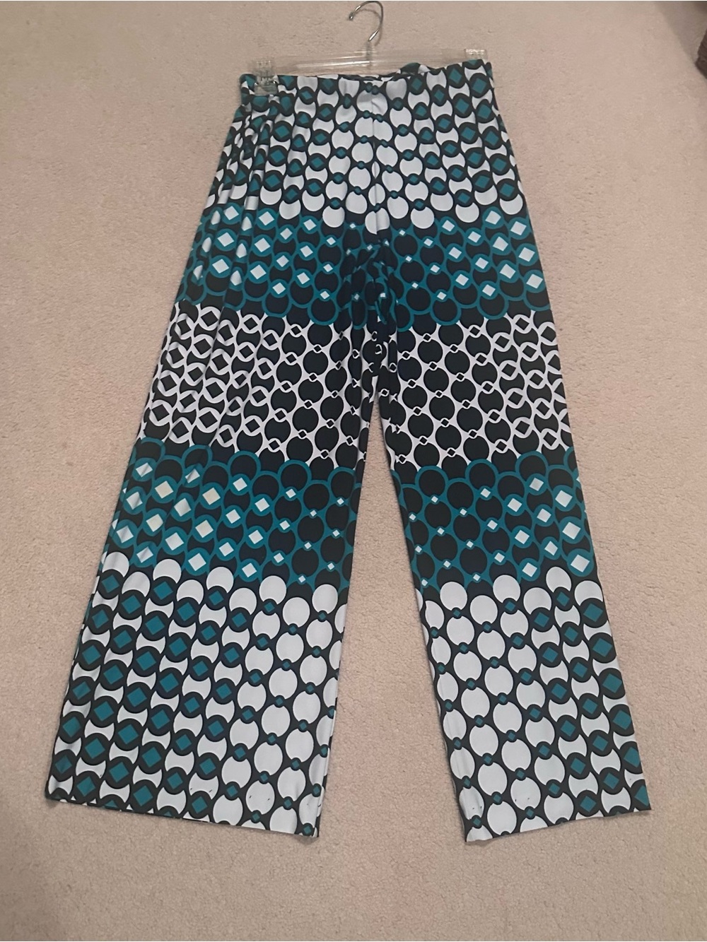 Lily Teal, Black & White Geometric Wide Leg Pants